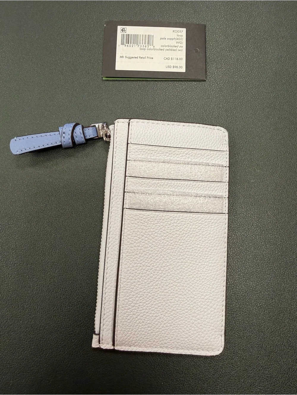 Kate Spade Pebbled Leather wallet in Pale Blue